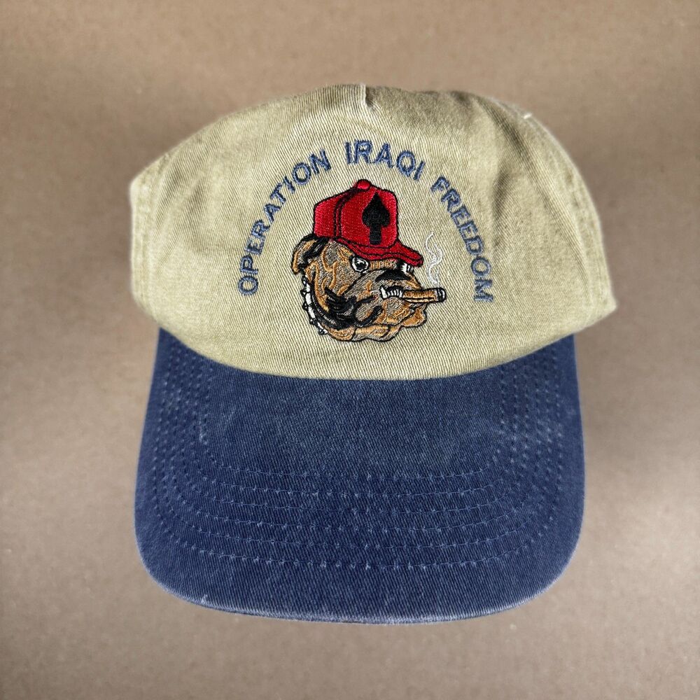 Vintage Operation Iraqi Freedom Two Tone Snapback Hat Military Bulldog Cap